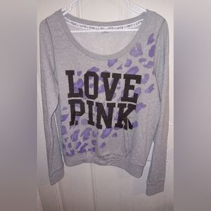 Pink Victoria’s Secret Women’s Cheetah Logo Crewneck Sweatshirt